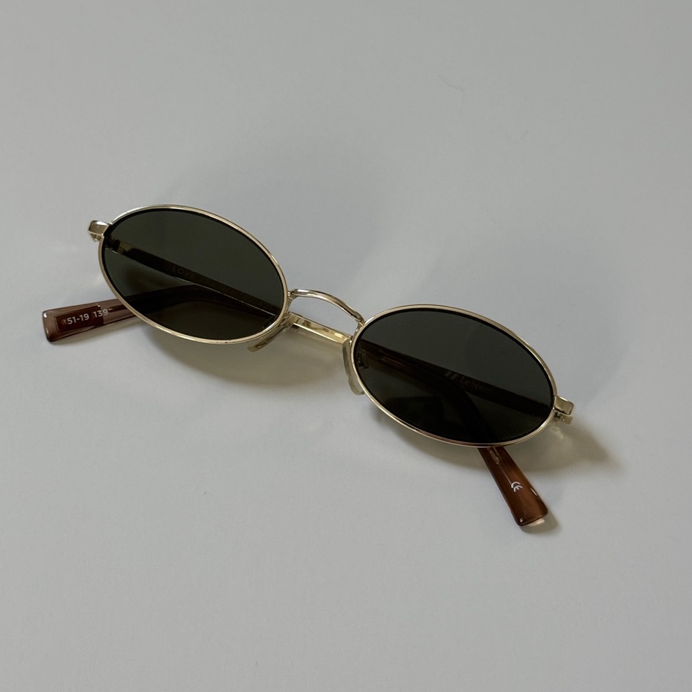 Le Specs Oval Gold Frame Sunglasses